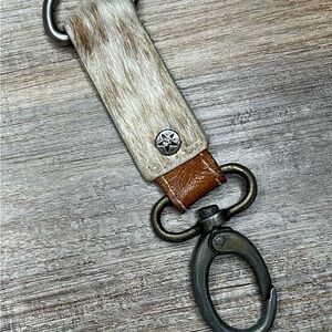 Myra Bag Tan and Silver Keychain